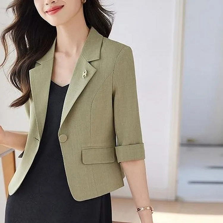 Short Sleeve Linen Blazer for Women Cropped & Casual