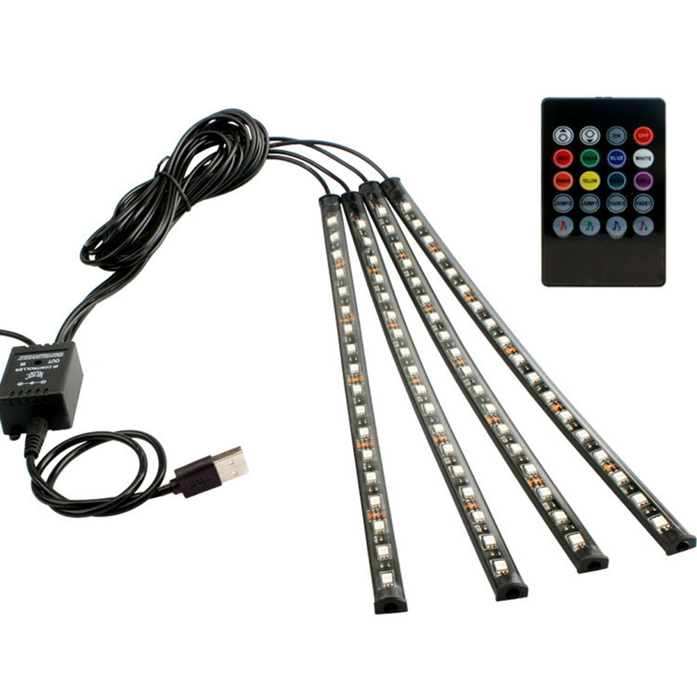 

5V USB 4 in 1 LED Car Foot Light RGB SMD5050 72 LED Strip Ambient Lamp, 501 Original