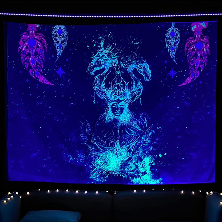 Goddess Fluorescent Tapestry Wall Hanging Carpet Luminous Background Mats