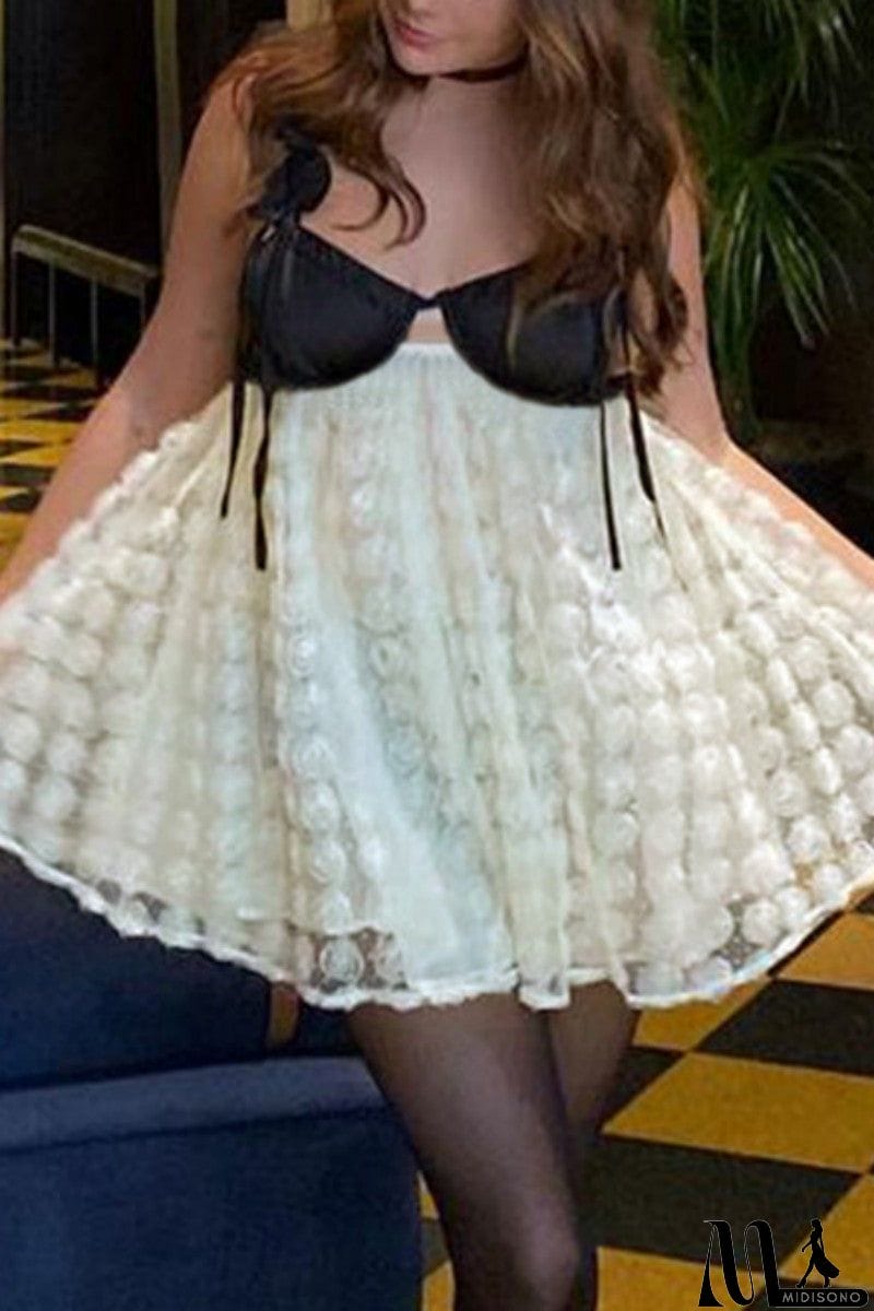 MidiSono - Sexy Patchwork Backless Spaghetti Strap Sleeveless Dress Dresses