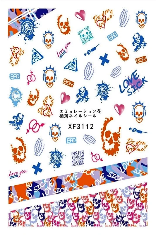 1pcs Autumn Winter Nail Sticker Robin Snow Birds Flower New Year Halloween Christmas 3D Decals Nail Art Design Decor Accessories-Nail Inspo