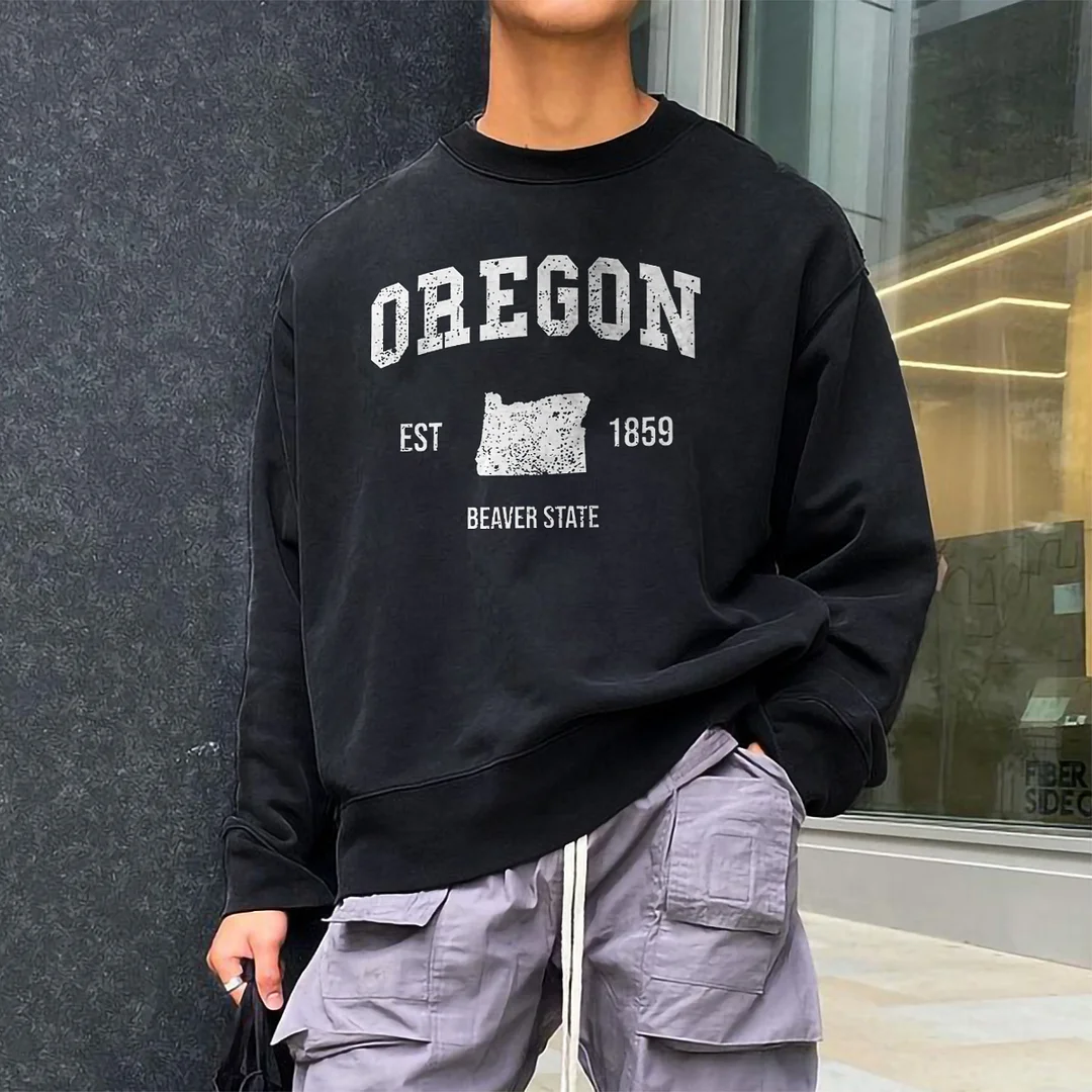 Oregon Alphabet Casual Crew Neck Sweatshirt