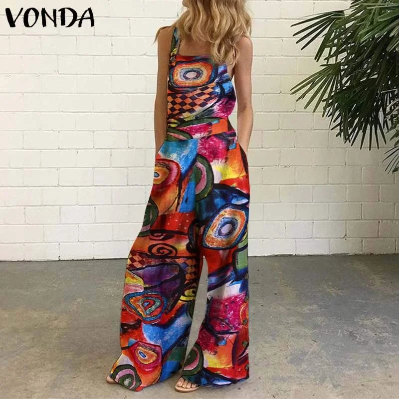 Uveng Uveng New Four-Color Round-Leg Trousers Digital Printed Bare-Backed Jumpsuit