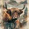 Highland Cattle-14CT Stamped/Counted Cross Stitch 40*40cm