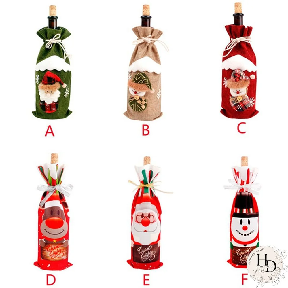 Christmas Wine Bottle Cover Santa Claus Snowman Tableware For Christmas New Year Decorations