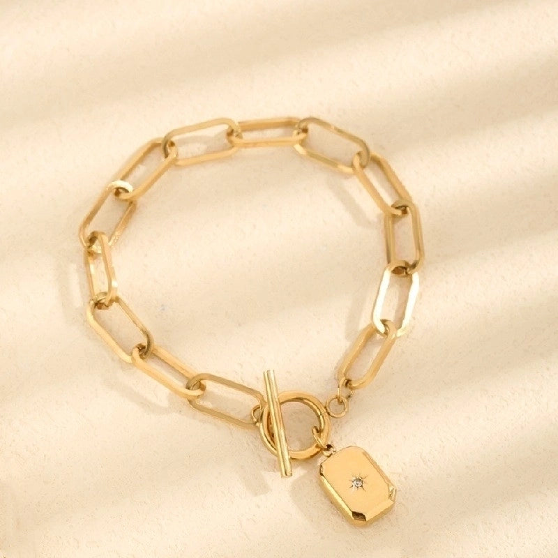 Vintage Style Minimalist Solid Color Eight-pointed Stars 304 Stainless Steel 18K Gold Plated Jewelry Set3