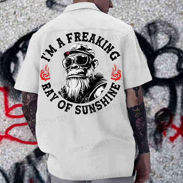 “I'm A Freaking Ray Of Sunshine” Reversible Printed Button Up Shirt