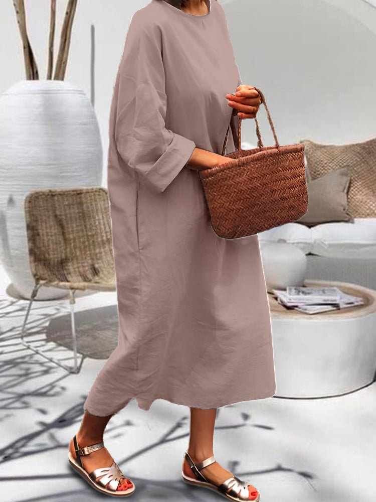 Casual Long Sleeve Crew Neck Dress