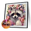 >SALE<5D DIY Full Round Drill Diamond Painting Raccoon Flowers Kit Decor 30x30cm