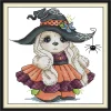 Halloween Bunny-14CT Stamped Cross Stitch 20*22cm/7.87*8.66in