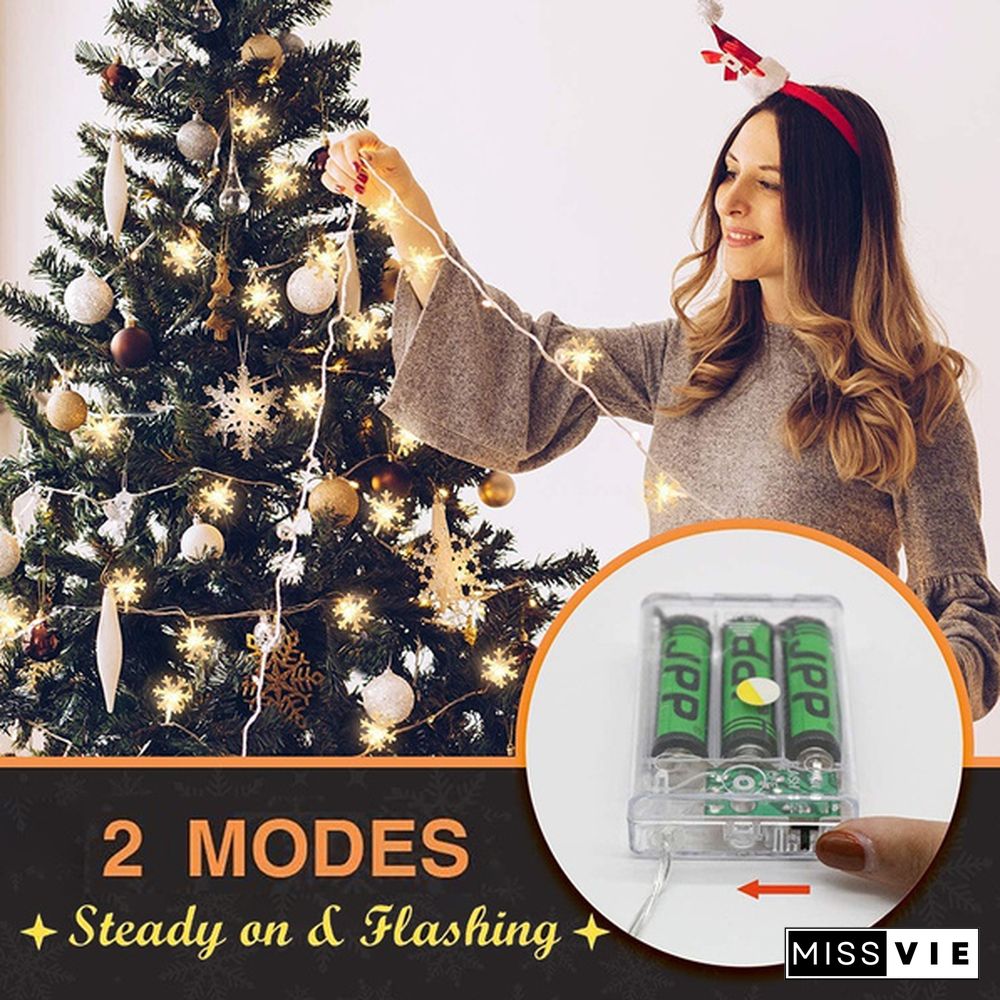 Battery Operated Snowflake Fairy String Lights For Indoor Outdoor Home Bedroom Patio Room