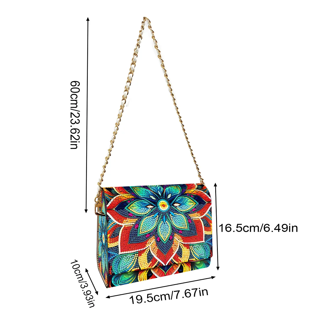 DIY Mandala Diamond Art Wooden Coin Pouch with Chain 5D Diamond Painting Purse