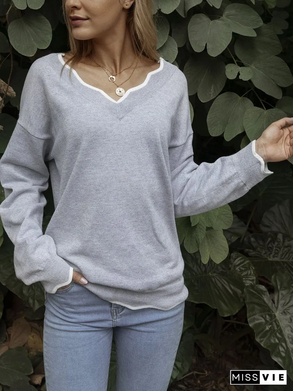Plus Size Solid Loose Fit Women Pullover Wool Knit Sweaters