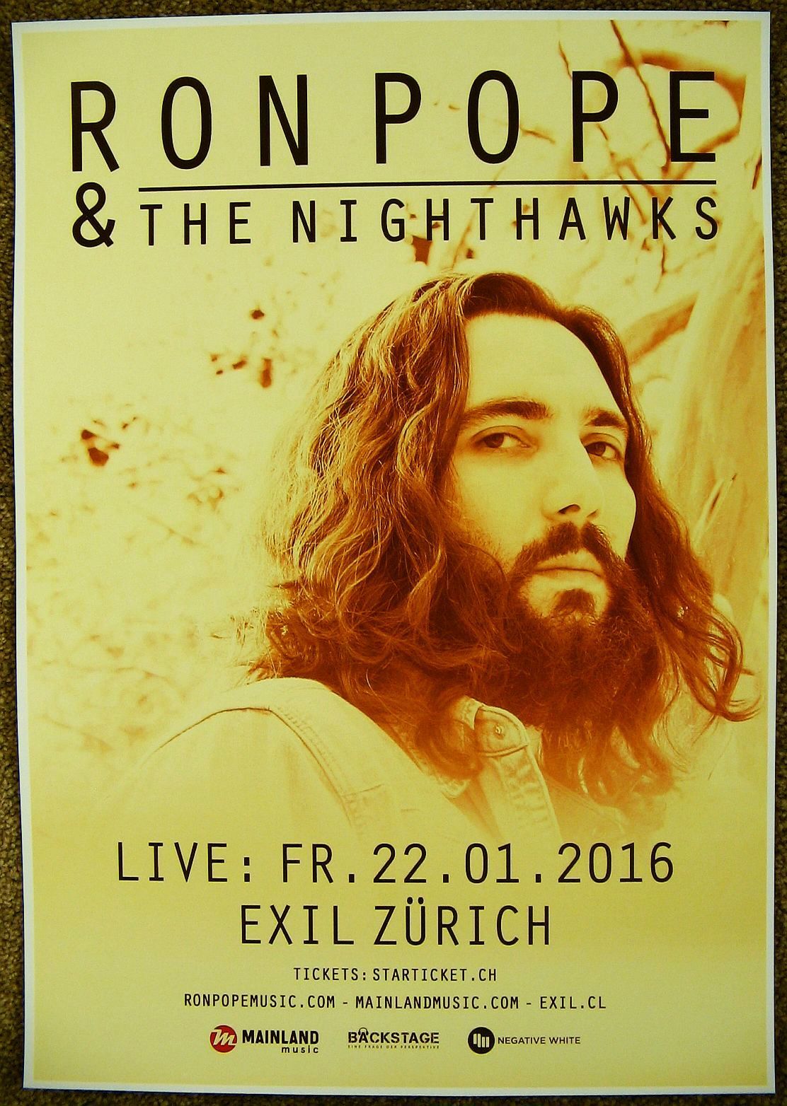 RON POPE & THE NIGHTHAWKS Gig POSTER 2016 Zurich Concert Switzerland