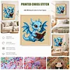 Dragon Reading A Book Full 14CT DIY Stamped Needlework Embroidery Kit 11.81x11.81inch Embroidery Needlepoint Starter Kits Cross Stitch Art and Crafts Kits for Beginners Adults Home Decor
