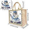 DIY Diamond Painting Cat Linen Waterproof Handbag Shopping Storage Bag Totes Kit