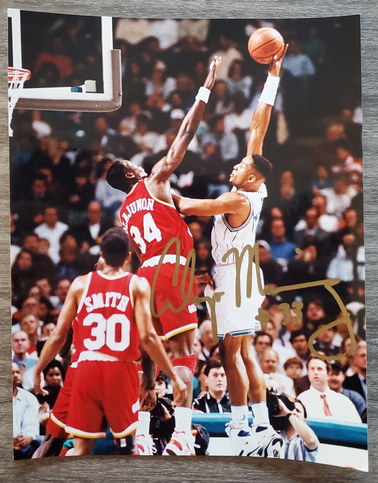 Alonzo Mourning Signed 8x10 Photo Poster painting Charlotte Hornets Basketball All Star NBA RAD