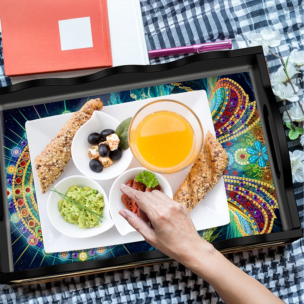 DIY Acrylic Back 5D Diamond Painting Serving Tray Art Craft for Home Decoration