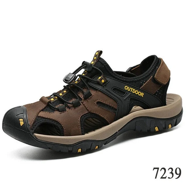 Summer Men's Sandals Genuine Leather Men Sandals Brand Moccasins Original Roman Designer Breathable Man Slippers 38-48 Hot Sale