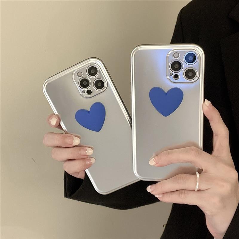 Klein Heart Shaped Matte Silver Case For iPhone