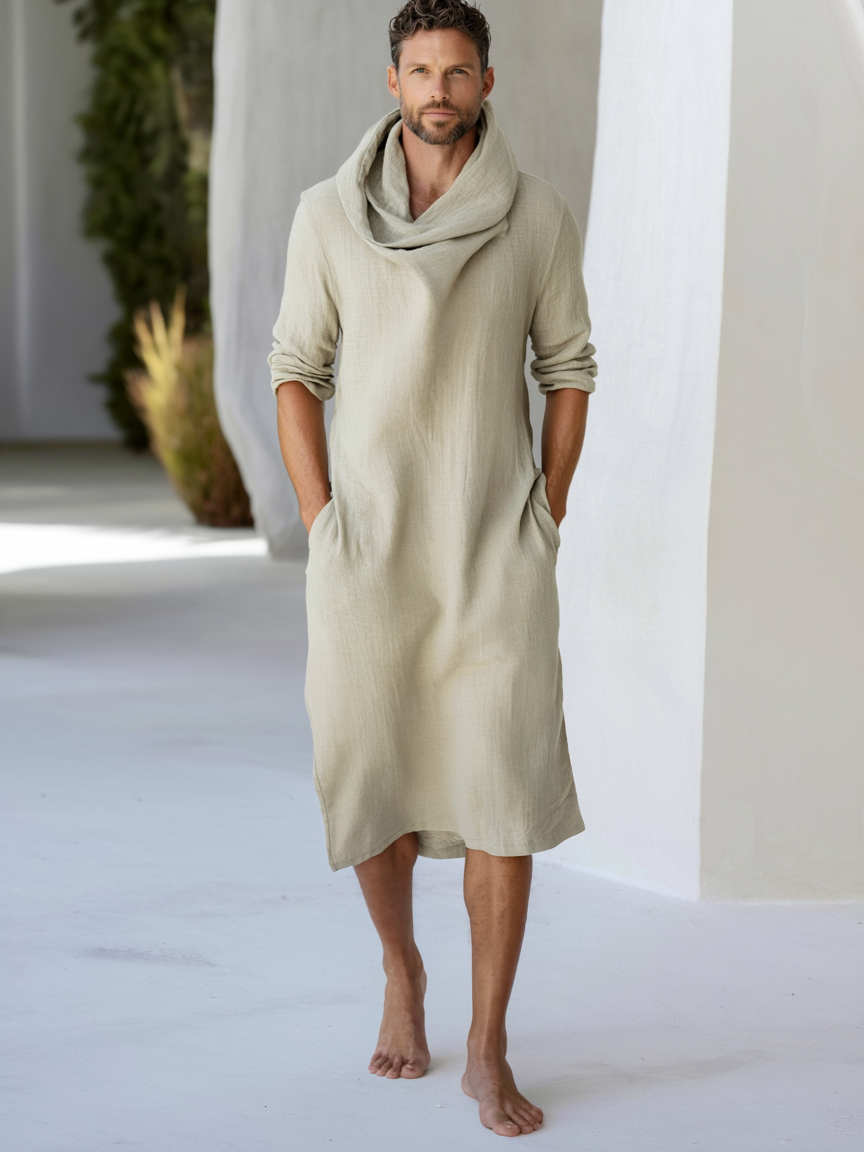 Mint Linen Turtleneck Kaftan