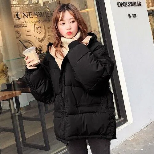 Short BF loose padded jacket women winter Harajuku style thick chic small padded jacket Korean coat bread suit winter coat women