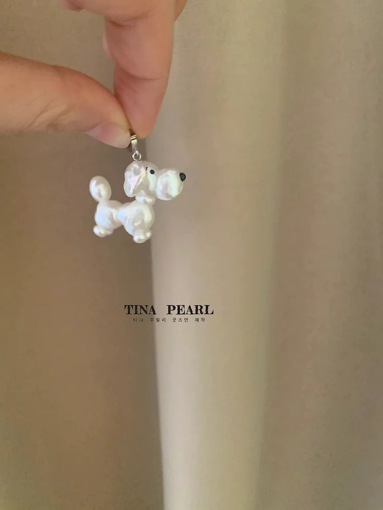 TINA Jewelry Creative Pearl collection, natural pearl made pearl dog pendant, handmade. snoopy dhl free shipping 