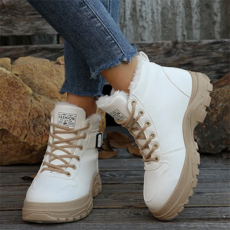 Breakj Breakj New Autumn And Winter Ladies Keep Warm Martin Boots Plus Velvet Thick And Thick-Bottomed Short Boots Shoes