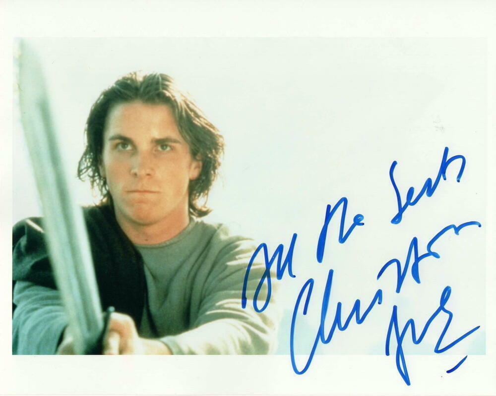 CHRISTIAN BALE SIGNED AUTOGRAPH 8X10 Photo Poster painting - BATMAN FULL VINTAGE SIGNATURE JSA