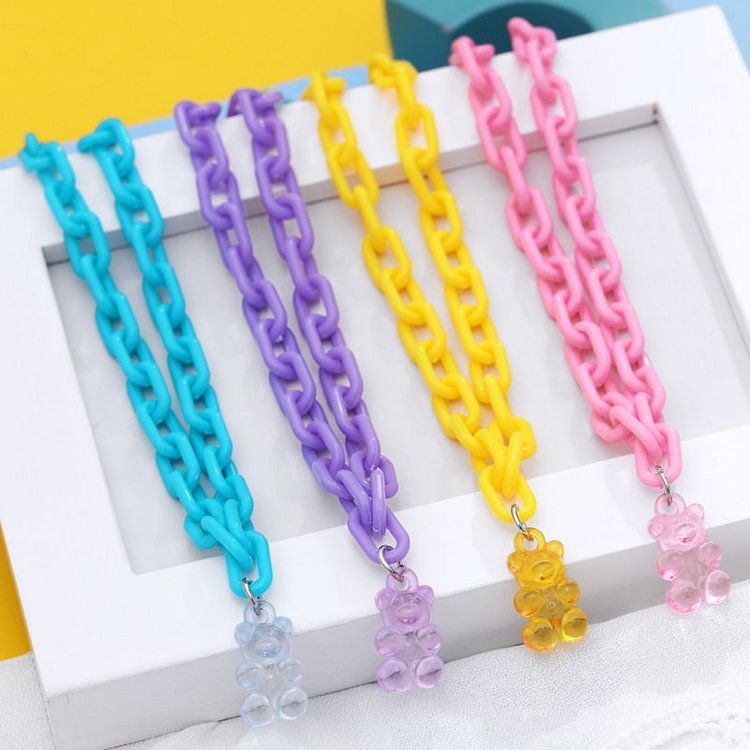 YOY-Candy Color Gummy Mini Bear Necklace