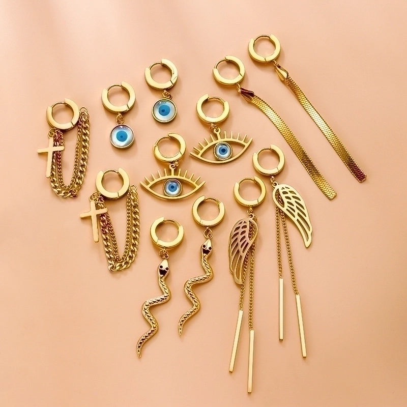 1 Pair Fashion Eye Plating 304 Stainless Steel Stainless Steel Earrings