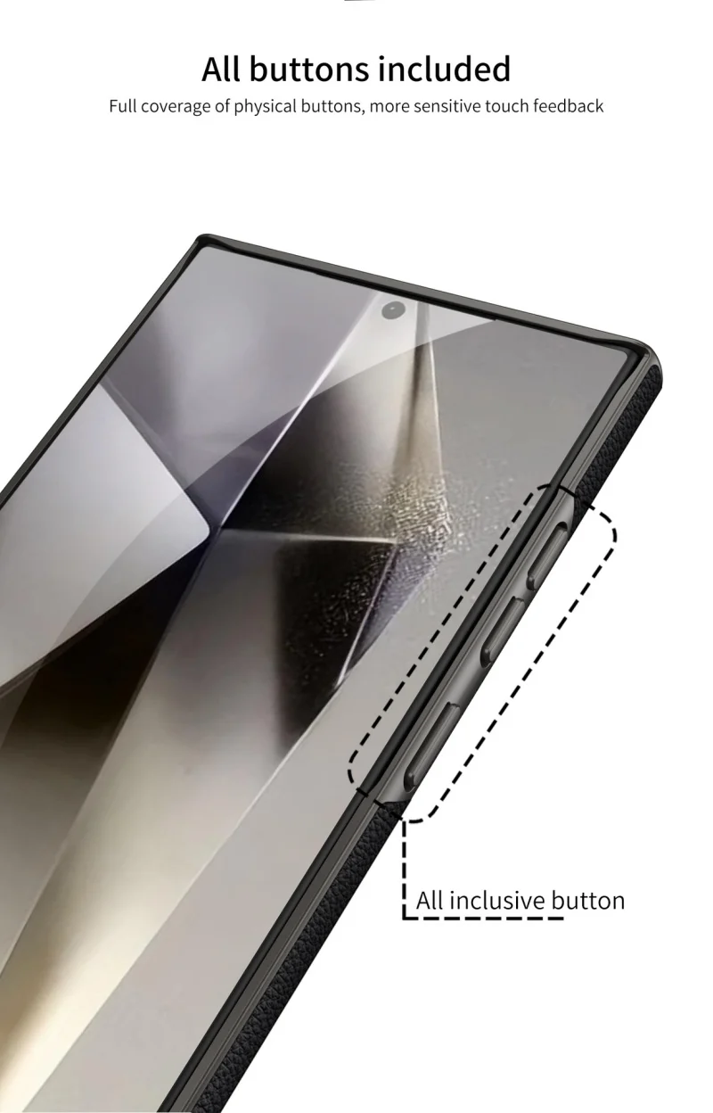 Samsung S24Ultra Skin Feeling Plain Leather Full Edge Curved Case