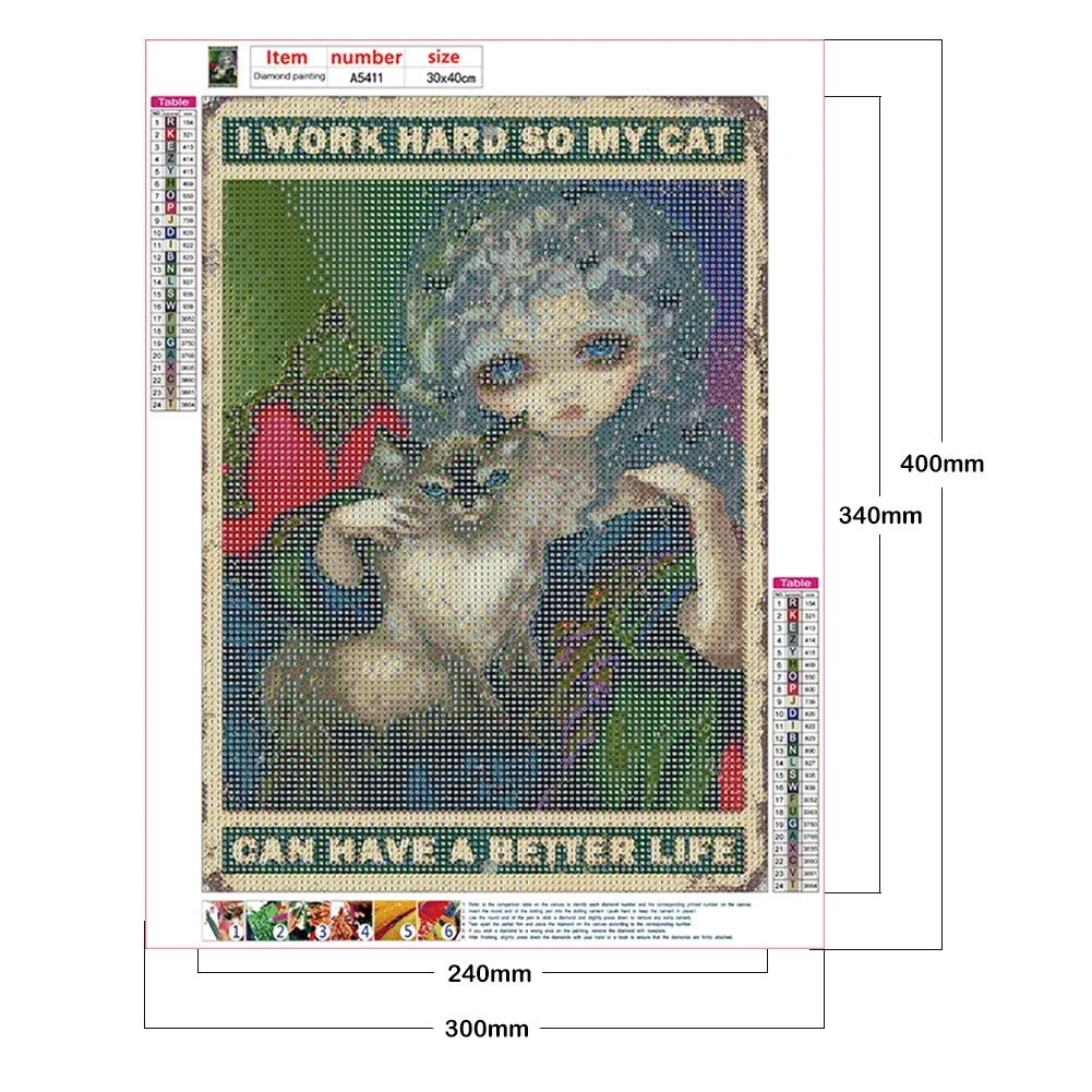 Diamond Painting - Full Round/Square Drill - Big Eyes Doll Letters(30*40 - 50*60cm)