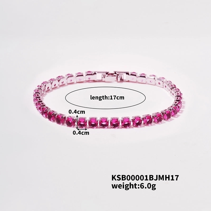 Hip-Hop Solid Color Copper Inlay Zircon K Gold Plated Rhodium Plated Unisex Tennis Bracelet