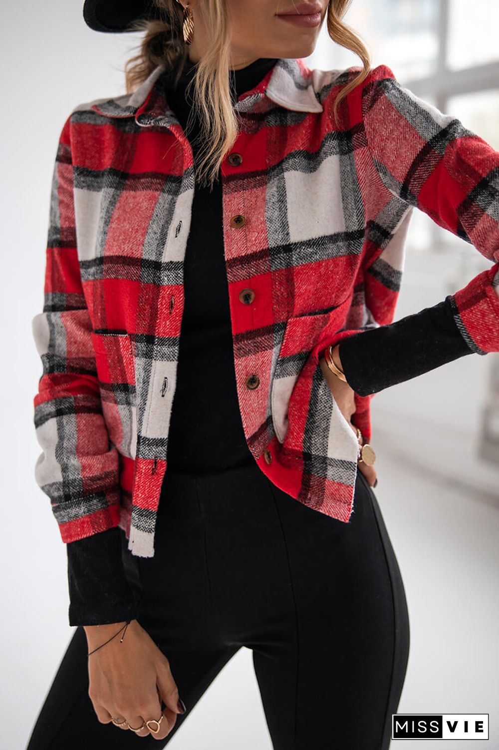 Plaid Casual Shirt Short Coat