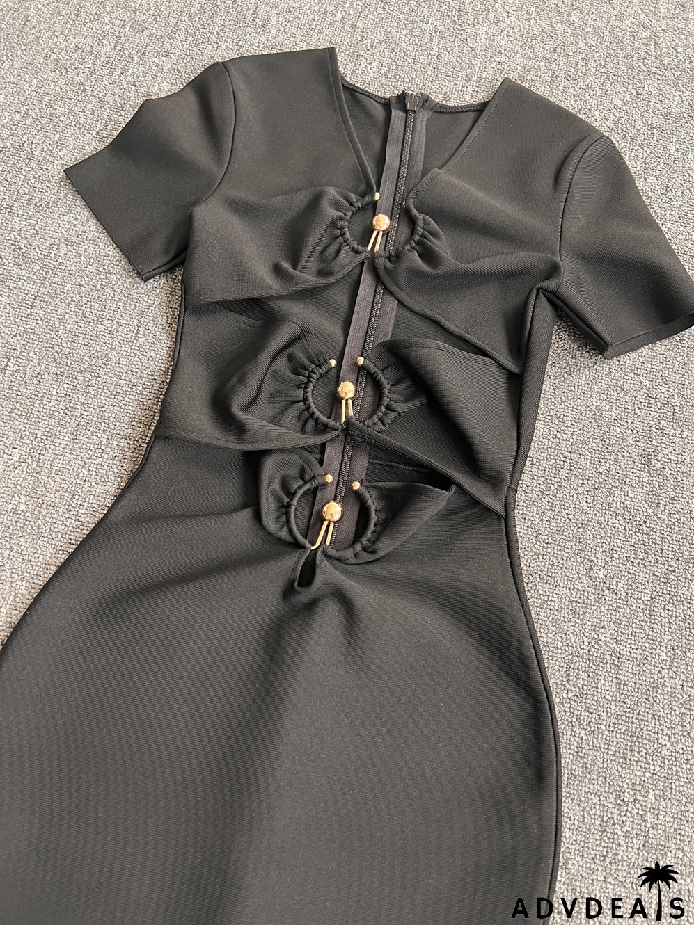 Women's Summer Metallic Sexy And Elegant Long Slim-Fitting Short-Sleeved Bandage Dress