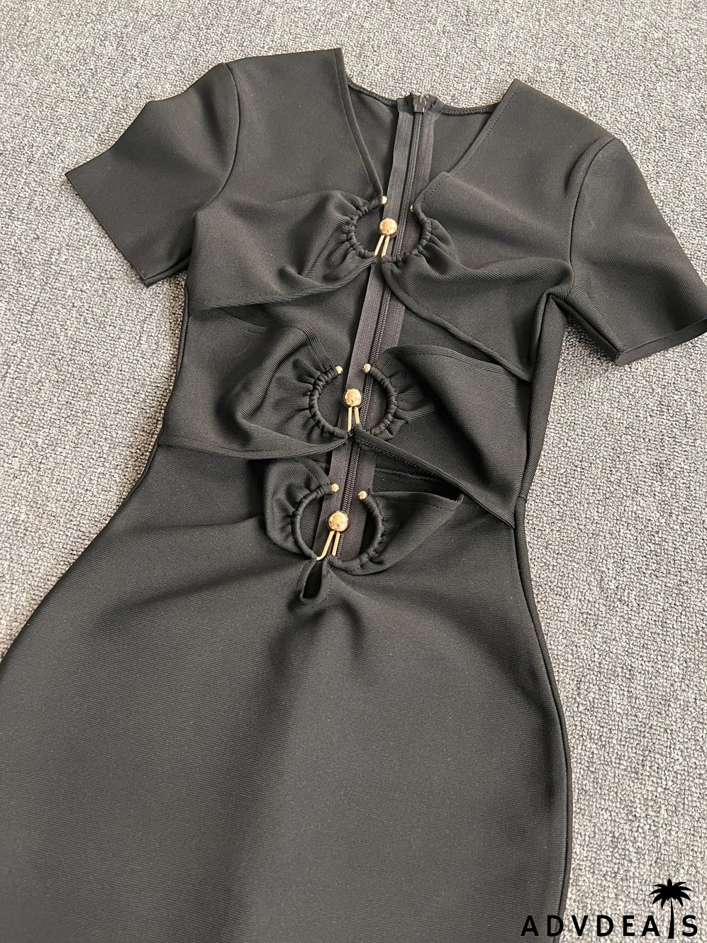 Women's Summer Metallic Sexy And Elegant Long Slim-Fitting Short-Sleeved Bandage Dress