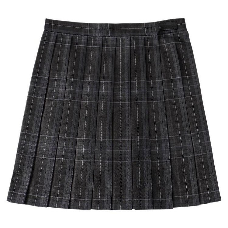 Gray Check Pleated Skirt