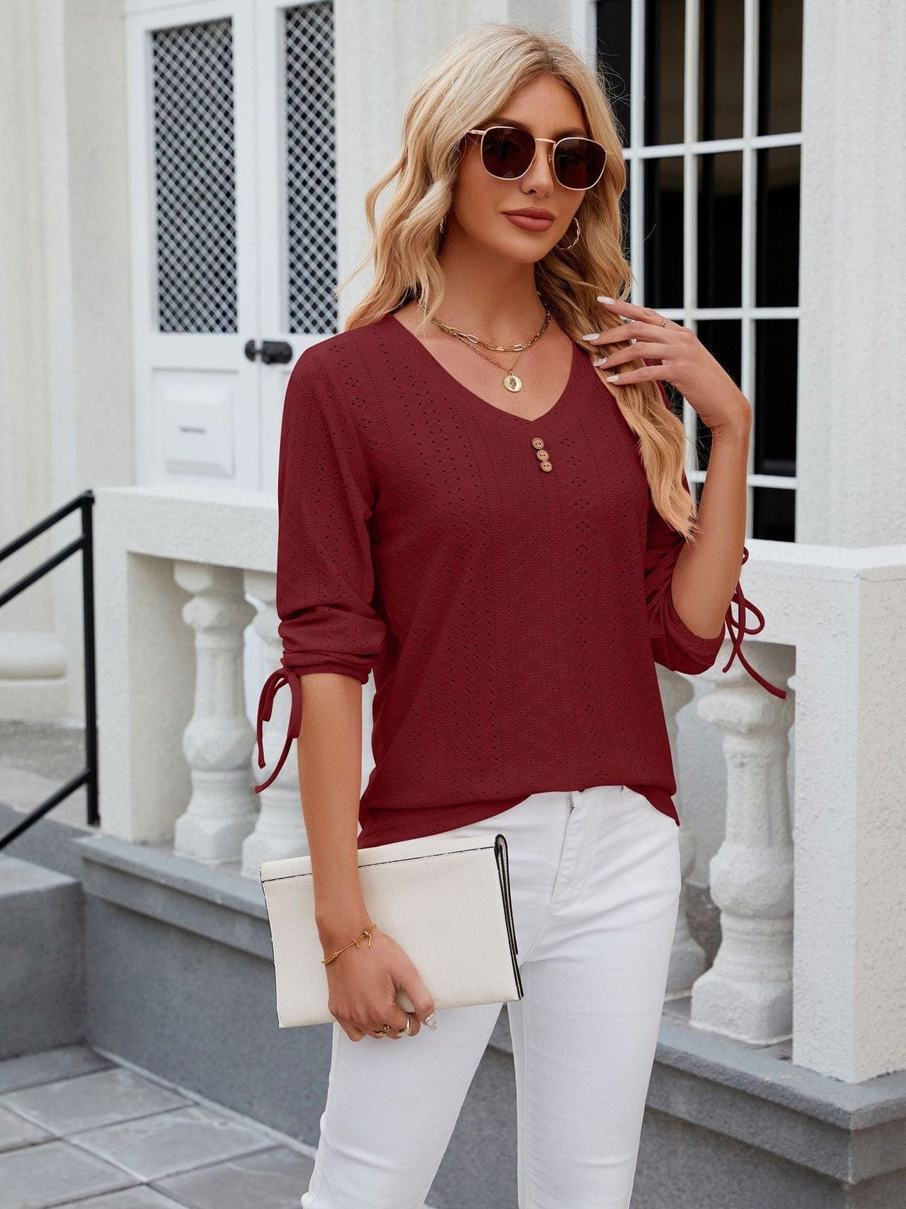 Grey Ribbed Knit Top with Short Sleeves