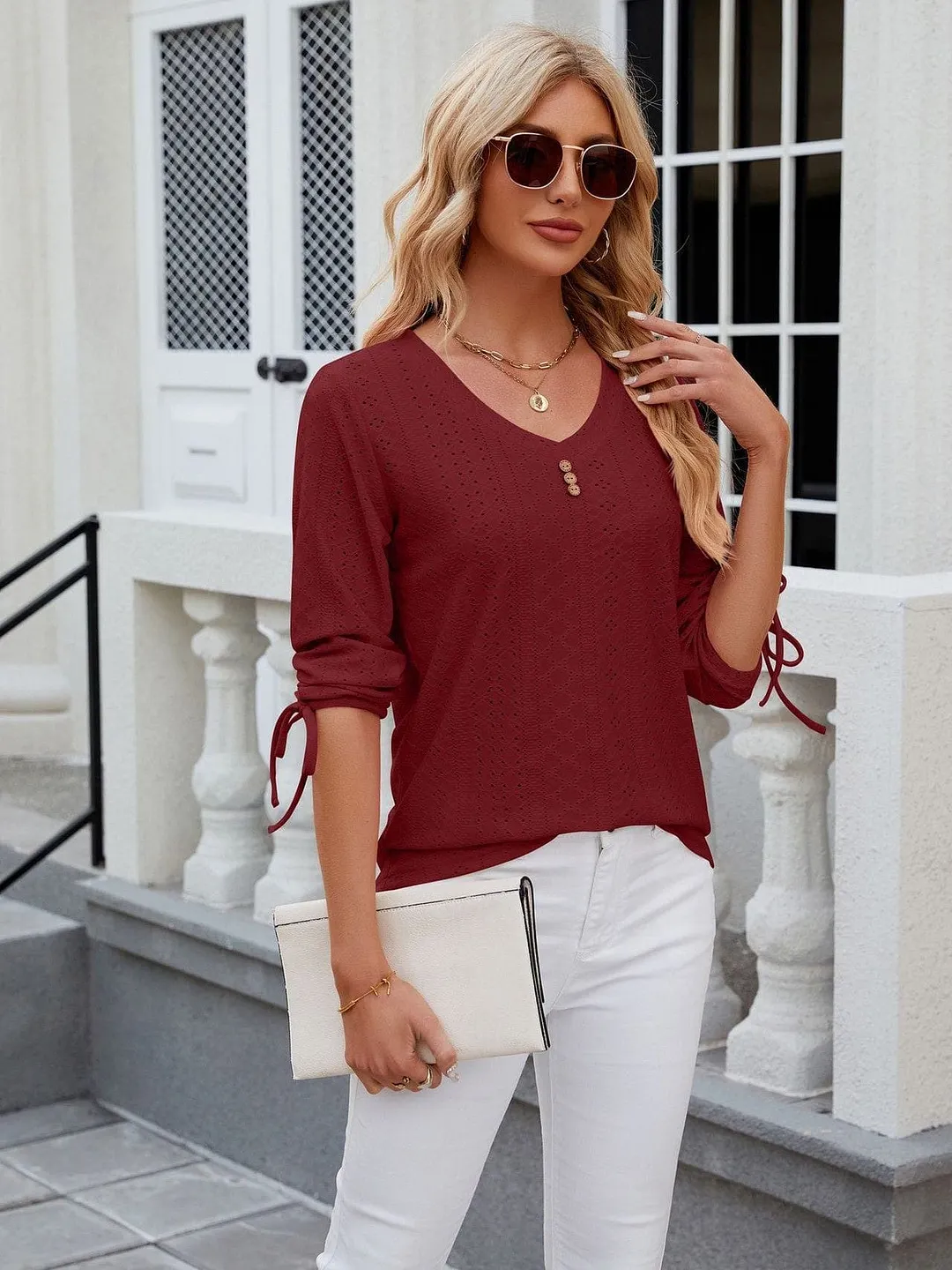 Grey Ribbed Knit Top with Short Sleeves