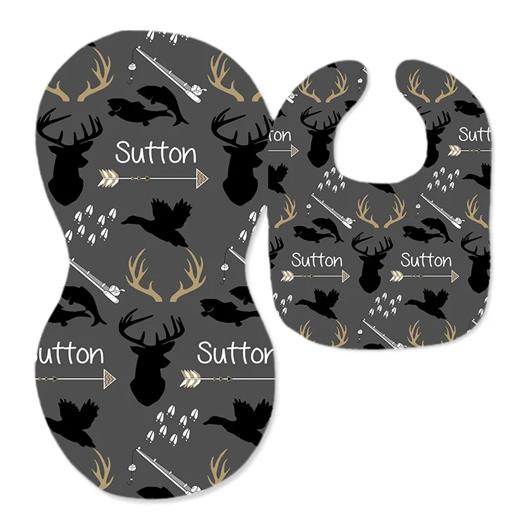 Personalized Animals Bib and Burp Cloth Set|Set21