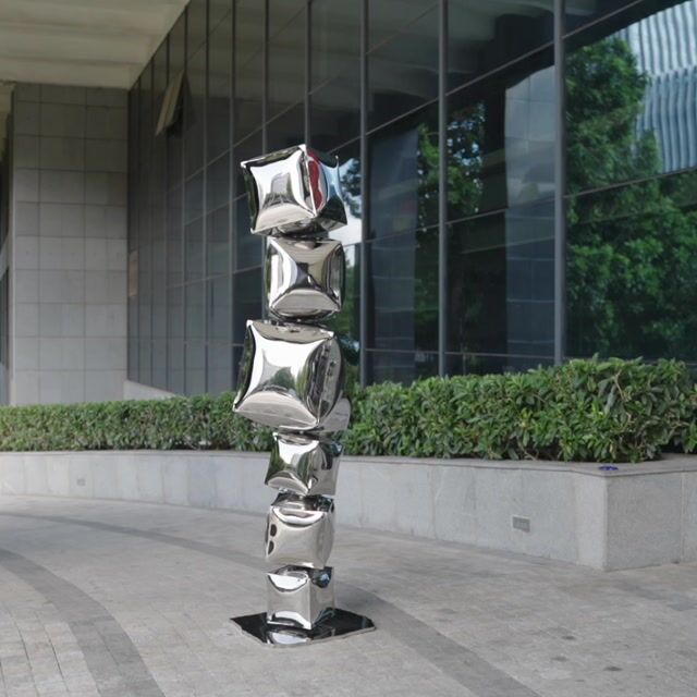 Modern Art Stainless Steel Tofu Block Decorative Sculpture