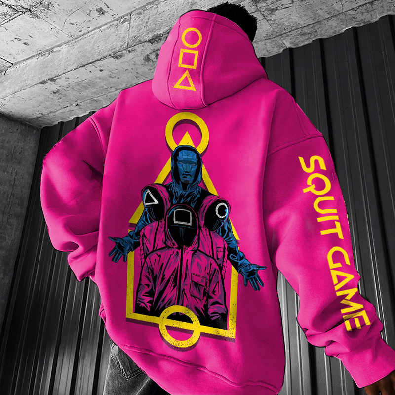 Unisex Squid Game 2 Oversize Print Street Wear Leisure Pink Hoodie / DarkAcademias /Darkacademias