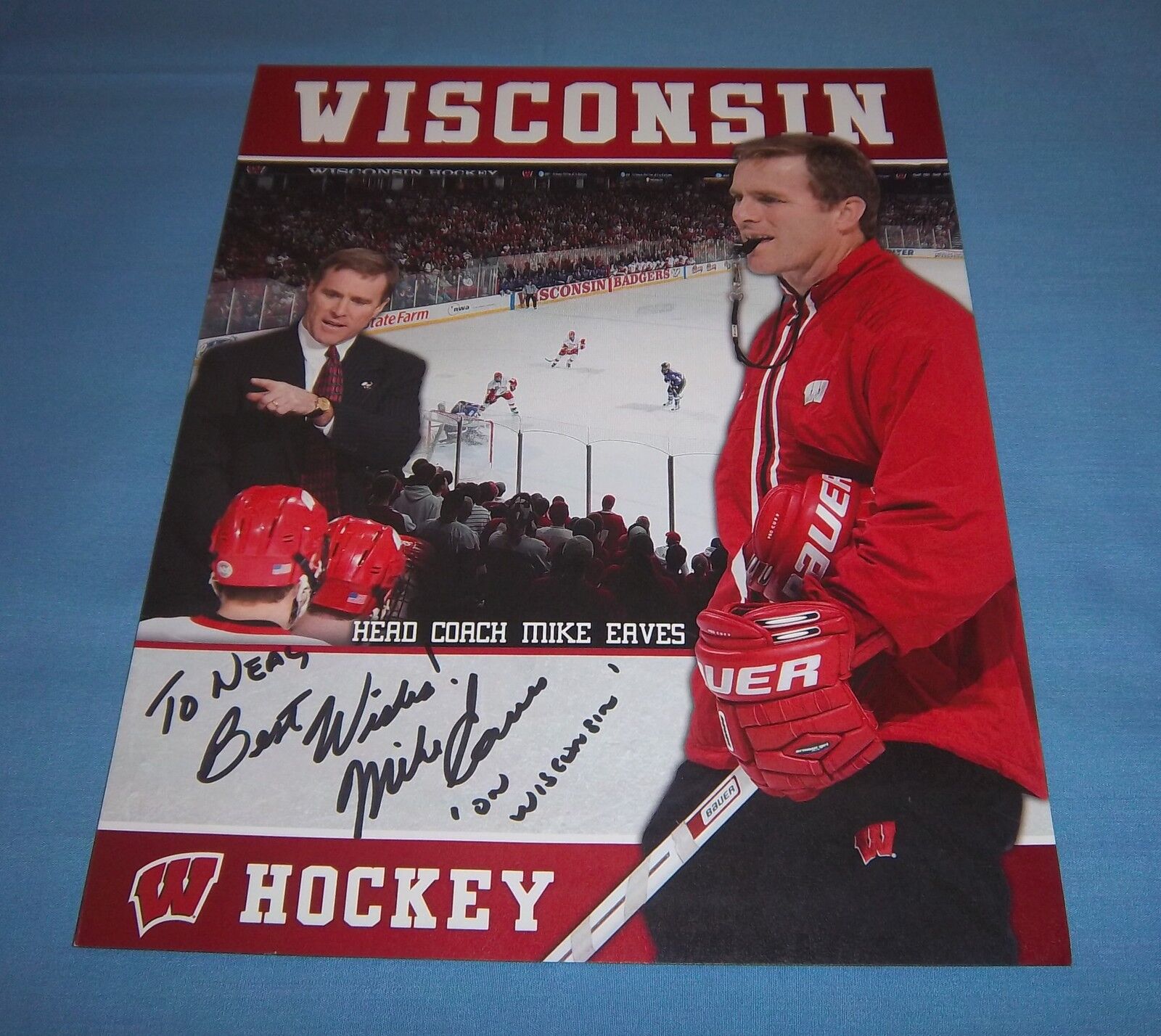 Wisconsin Badgers Mike Eaves Signed Autographed 8.5x11 Photo Poster painting Hockey Coach