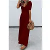 Women's New Round Neck Short Sleeve Long Jumpsuit