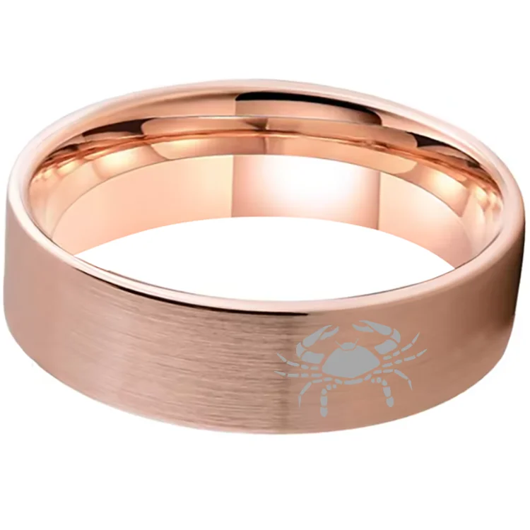 Wedding Fashion Cancer Tungsten Rings and Flat Rose Gold Band Edge Comfort Fit for Men and Women 4MM 6MM 8MM Width