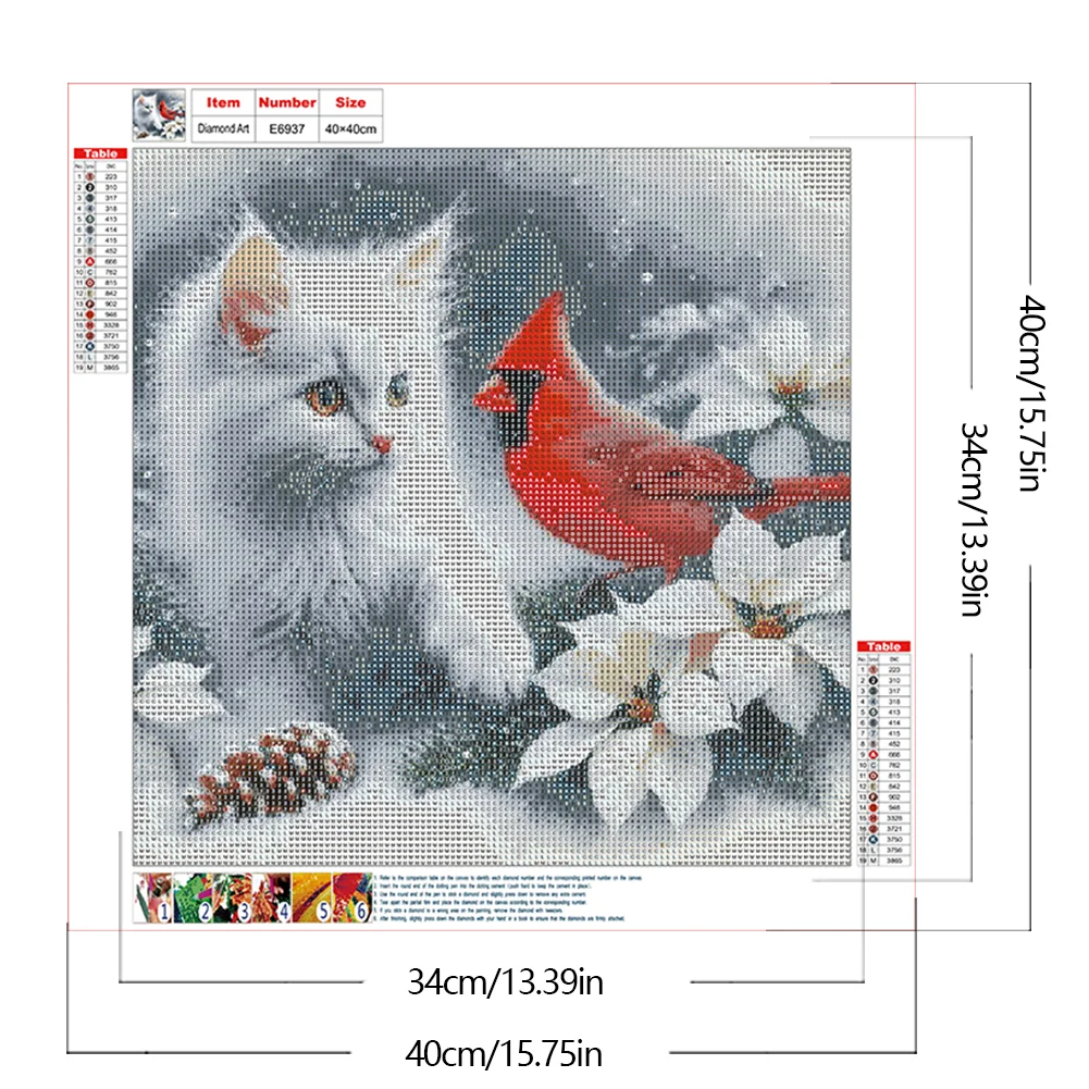 Diamond Painting - Full Round Drill - Cat Cardinal(Canvas|40*40cm)