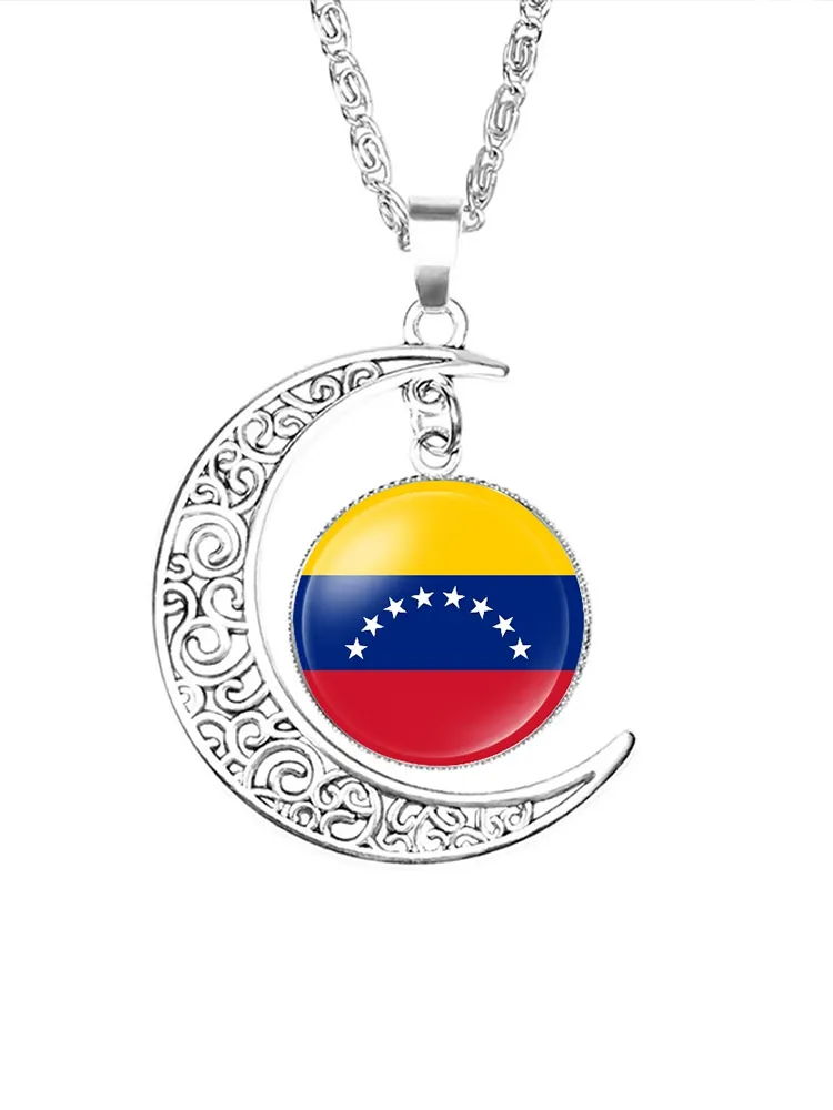 Venezuelan Lace And Moon Art Metal Necklace
