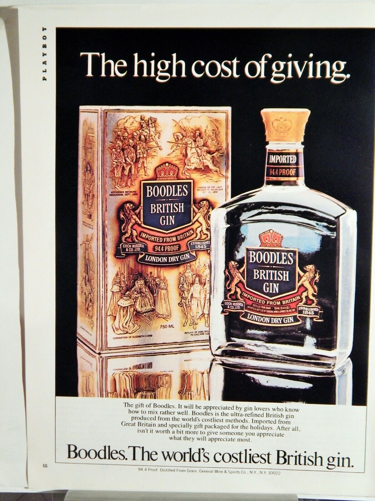 BOODLES BRITISH GIN ORIG VTG 1980 Photo Poster painting AD,