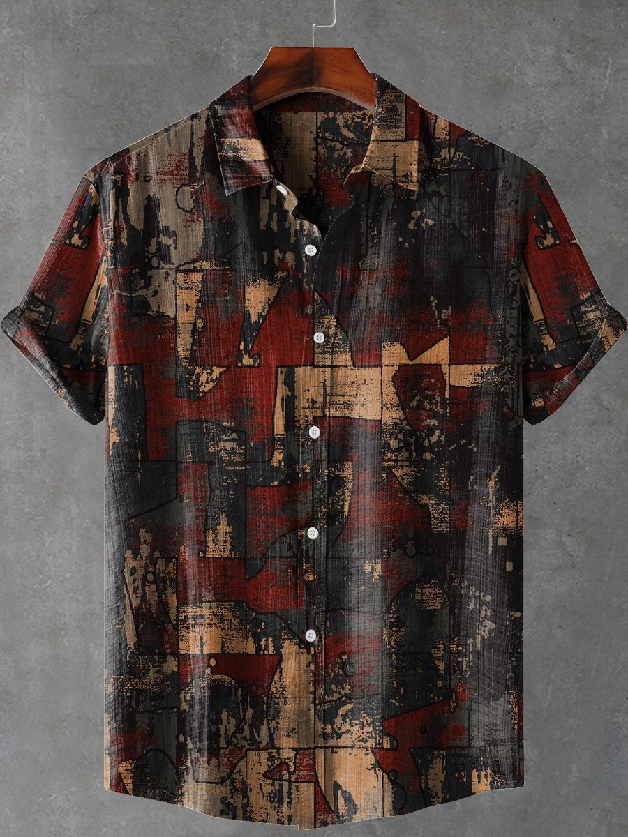 Abstract Geometry Gradient Lines Art Print Casual 100% Cotton Shirt